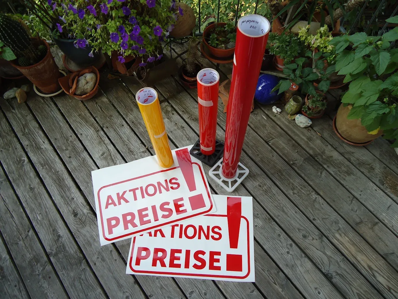 Aktionspreise-Aufkleber und Folienrollen